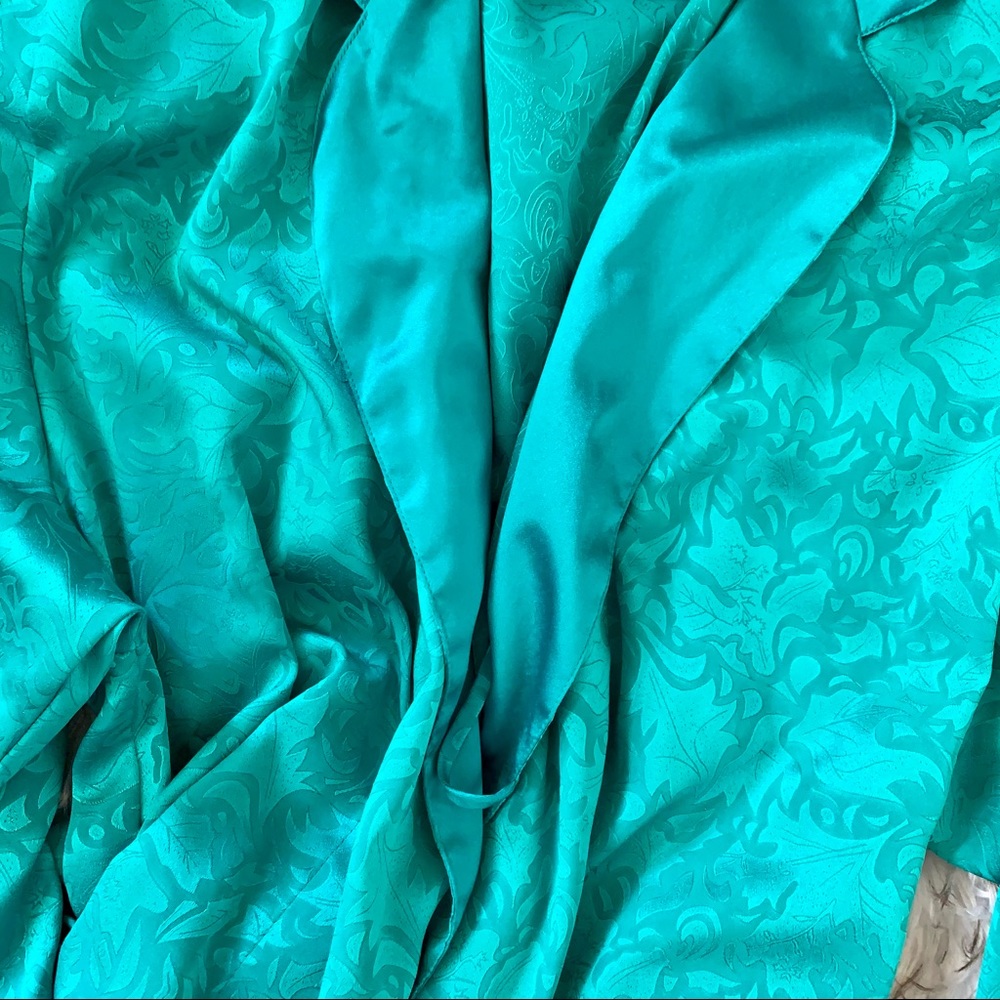 Vintage Victoria’s Secret Gold Label long teal satin robe - Picture 3 of 3